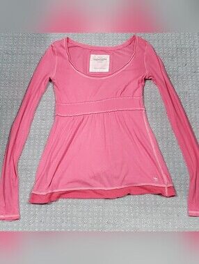 Abercrombie And Fitch Y2k Babydoll Top  2000s Long Sleeve Pink Women Size Medium